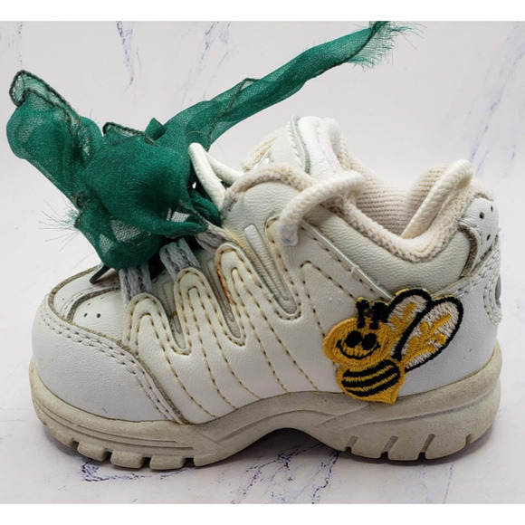Cherokee Infant's Bee Theme Baby Shoes Sneakers Leather White Size 2 - Picture 10 of 14